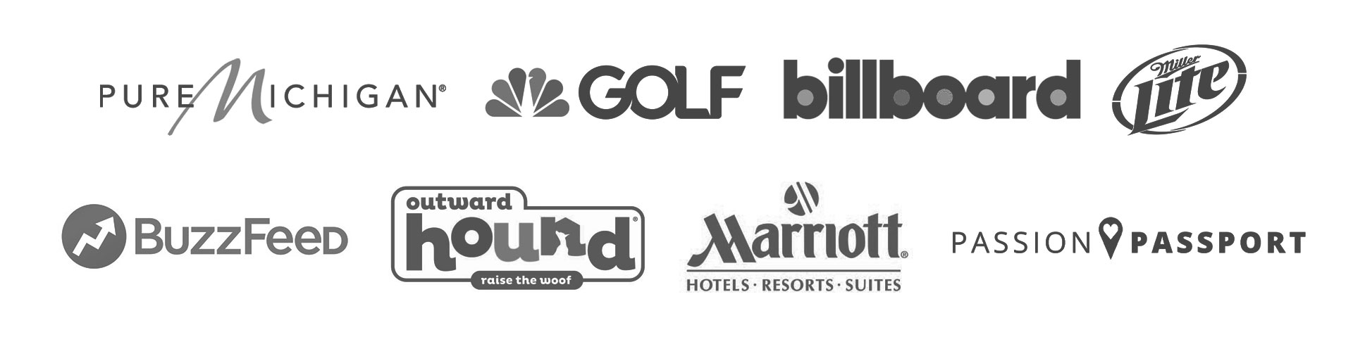 a list of logos that represent a wide variety of clients, partnerships, and features